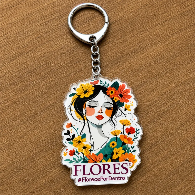Llavero floral con impresión UV a todo color
